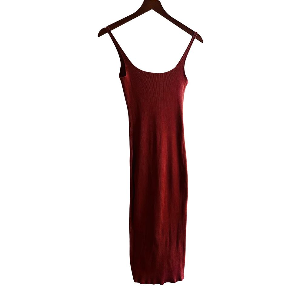 Rolla’s Ribbed Maxi Dress M Rust Red Bodycon 90s Y2K Minimalist